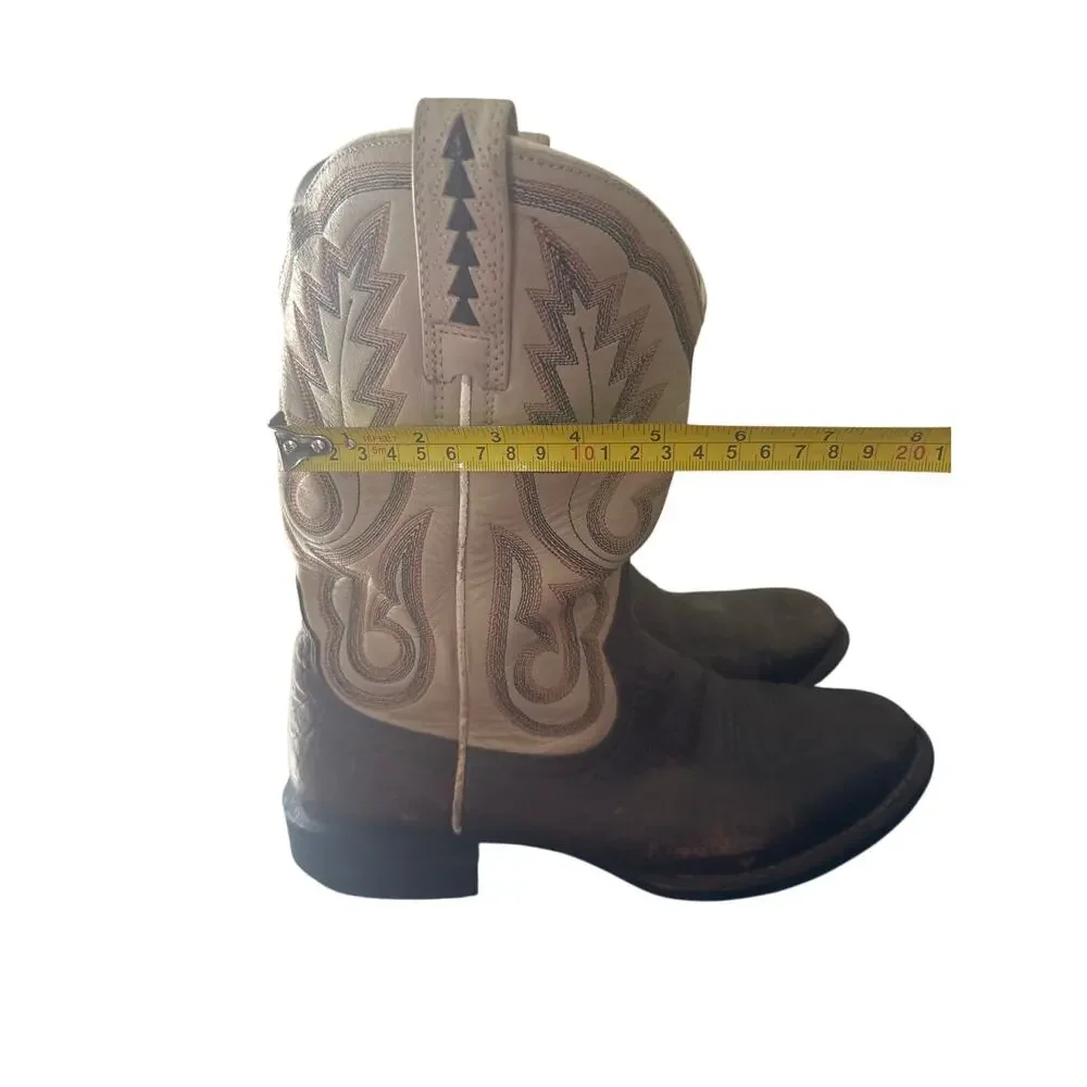 ARIAT COBALT XR BROWN & IVORY LEATHER ROUND TOE COWBOY BOOTS us 9.5D uk 8.5M n